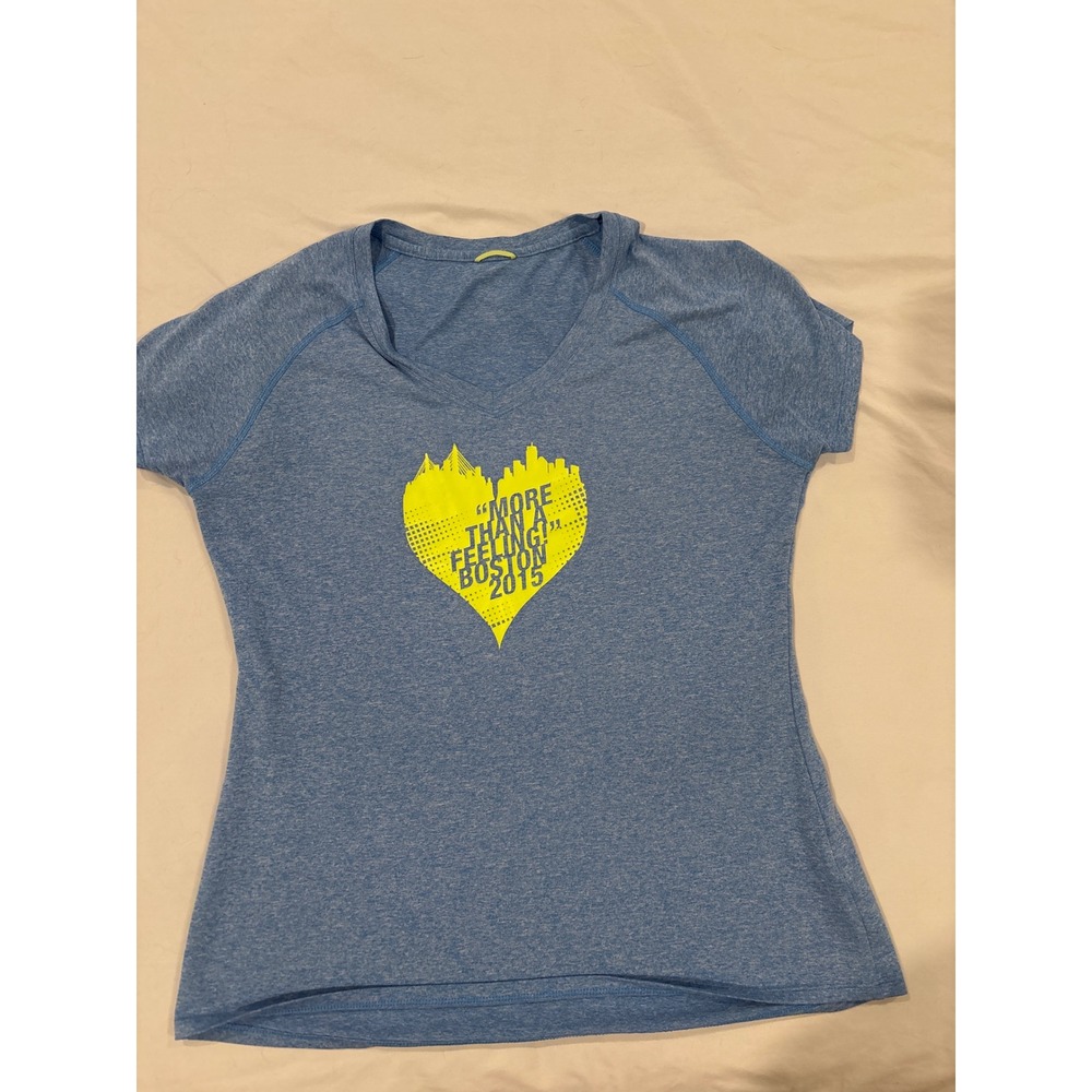 The North Face Boston 2015 More Than A Feeling Blue Heather V-Neck Running Shirt